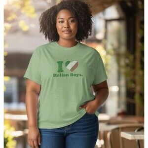 Italian Flag Graphic Tee Duck Head I Love Italian Boys Heathered Green Plus 3X